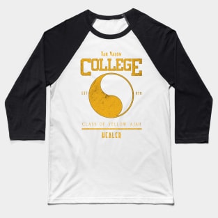 Tar Valon College Yellow Ajah Slogan and Symbol Baseball T-Shirt